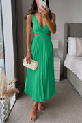 Dorina – Rochie Midi Plisată cu Linie Clasică