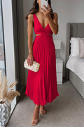 Dorina – Rochie Midi Plisată cu Linie Clasică