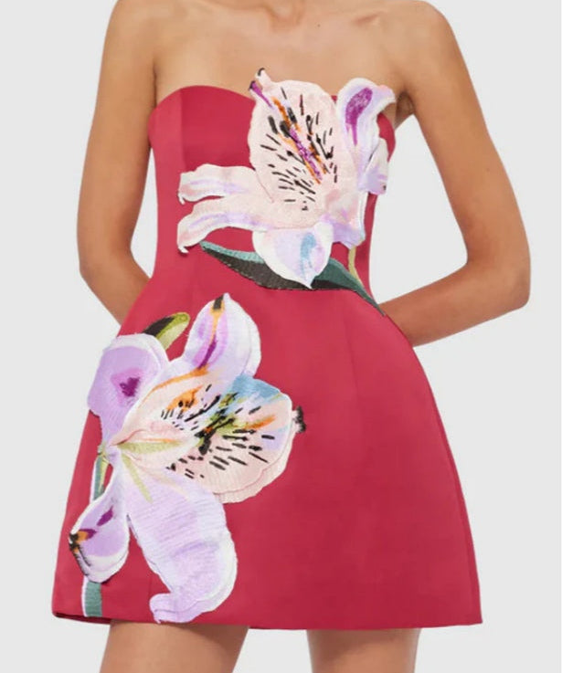 Narcisa – Rochie Mini cu Top Tub Brodat Floral