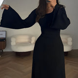 Nadia – Rochie maxi din jacard cu mâneci
