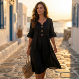 Valentina – Rochie Fluidă cu Mânecă Scurtă cu Volan