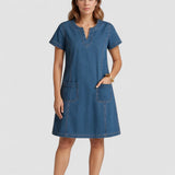 Raquel | Rochie tunică din denim cu buzunare