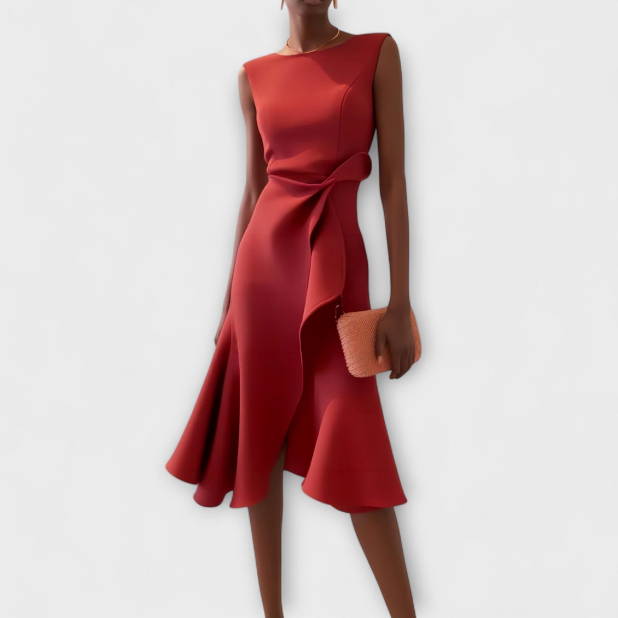 Delia – Rochie Midi Drapată Asimetric