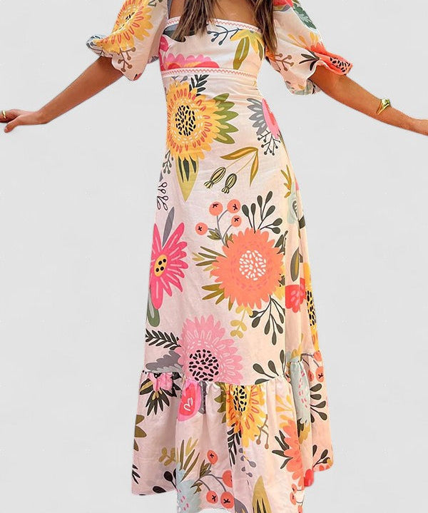 Nadia – Rochie Maxi cu Imprimeu