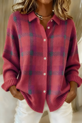 Anca – Cardigan cu Model În Carouri din Tricot Moale