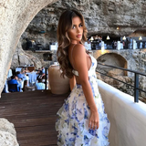 Gina – Rochie Maxi Brodată cu Detalii Florale