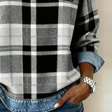 Erica – Hanorac din flanel pentru femei cu detalii din denim