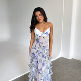 Gina – Rochie Maxi Brodată cu Detalii Florale