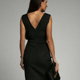 Celina – Rochie de Cocktail Plisată cu Decolteu în V