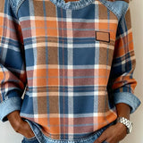 Erica – Hanorac din flanel pentru femei cu detalii din denim