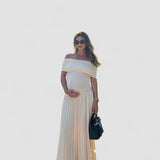 Florica – Rochie maxi de maternitate cu falduri fluide