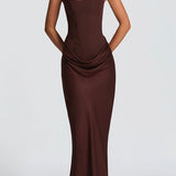 Corina – Rochie Maxi cu Decolteu Pătrat