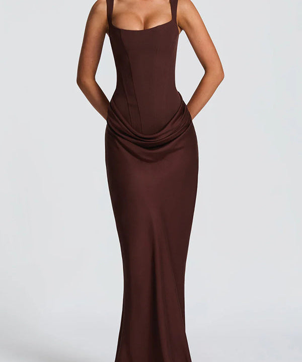 Corina – Rochie Maxi cu Decolteu Pătrat