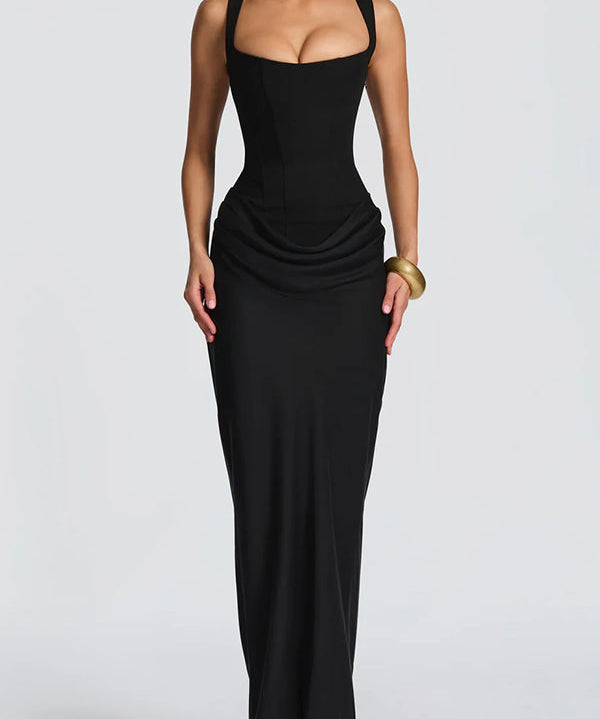 Corina – Rochie Maxi cu Decolteu Pătrat