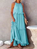 Sorina – Rochie Maxi cu Bretele și Volane