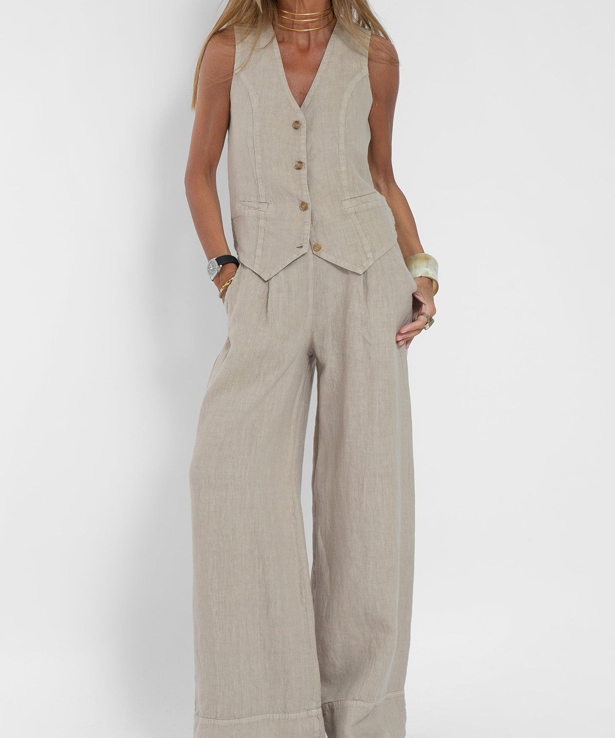Ana – Set Cu Vesta Si Pantaloni Largi