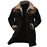 Nicolas - Jachetă vintage din suede cu patch-uri, buzunare multiple și guler ridicat