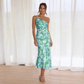 Felicia – Rochie Maxi Asimetrică cu Model Floral Delicat