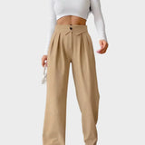 Pantaloni de birou cu talie înfășurată și picior drept