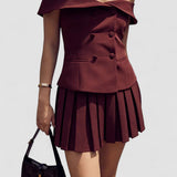 Andreea – Set Cu Blazer Si Fusta Plisata