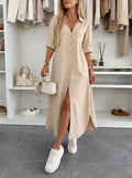 Clara – Rochie Cămașă Maxi Fluidă