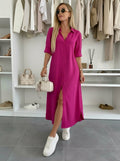 Clara – Rochie Cămașă Maxi Fluidă
