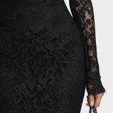 Ioana - Rochie Maxi Fishtail din Dantelă Neagră Elegantă