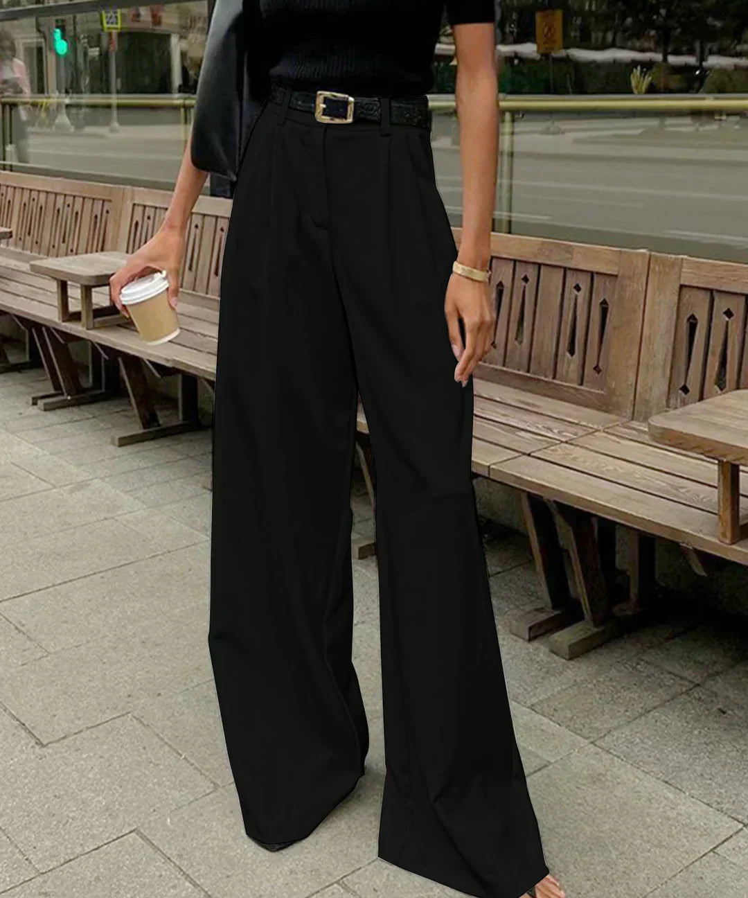 Pantaloni Casual cu Talie Înaltă