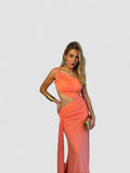 Sava – Rochie Maxi cu Talie Drapată și Fustă Amplă