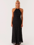 Cătălina – Rochie Maxi Neagră Halter