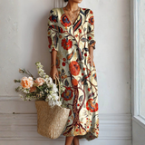 Ana – Rochie Artistică Florală cu Tentă Romantică