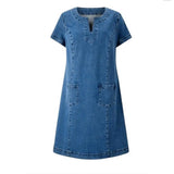 Raquel | Rochie tunică din denim cu buzunare