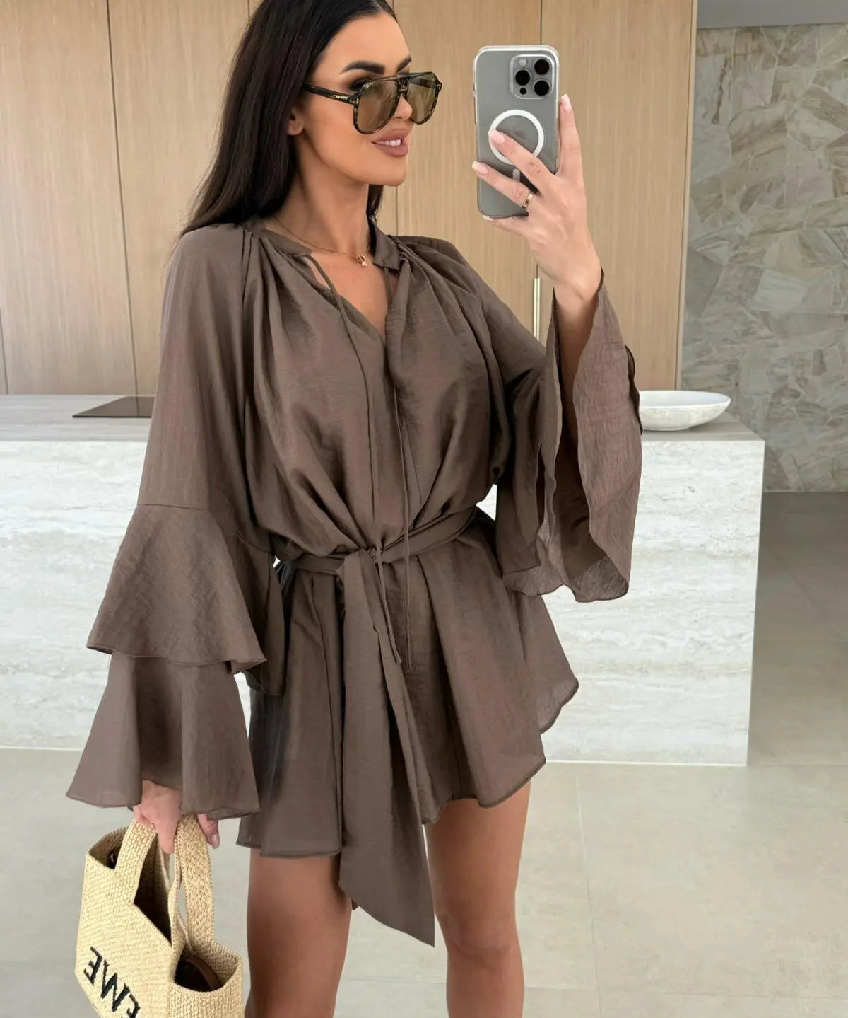 Dina – Rochie Cămașă cu Curea