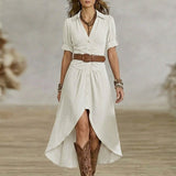 Sânziana – Rochie Maxi Western-Boho cu Curea și Nasturi Frontali