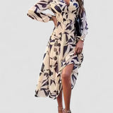 Marike – Rochie de Damă Midi Elegantă cu Imprimeu Abstract