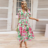Kristien – Rochie Midi Elegantă de Damă cu Decolteu în V Verde