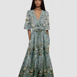 Lorelei | Rochie maxi brodată cu model floral