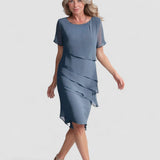 Ilinca – Rochie Midi din Chiffon cu Straturi Suprapuse