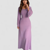 Nadia – Rochie maxi din jacard cu mâneci