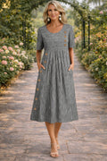 Mona – Rochie cu Dungi Albastre