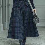 Lila Turtleneck Stretch Top & Plaid Skirt Set