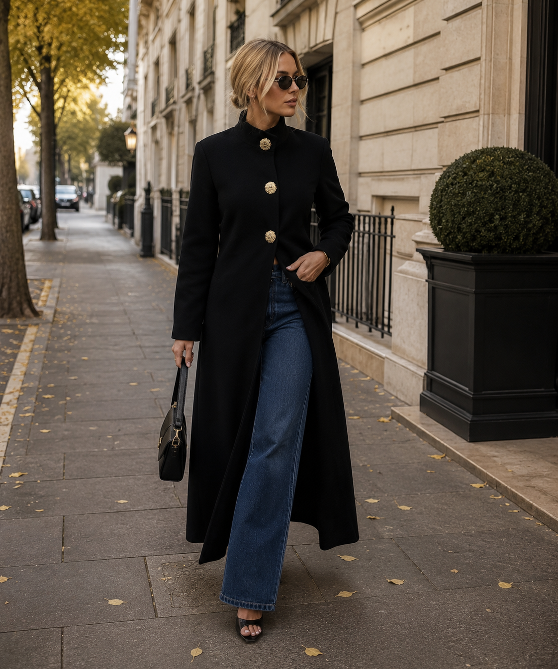 Gilet Lung Scarlett pentru Femei – Butoni Aurii, Croială Elegantă & Tricot Moale