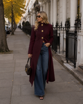 Gilet Lung Scarlett pentru Femei – Butoni Aurii, Croială Elegantă & Tricot Moale