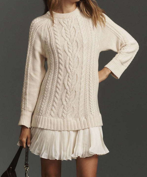 Rochie Mini Tricotată Ivory