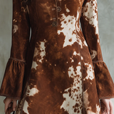 Rochie Mini Retro cu Mâneci Evazate și Model de Vacă