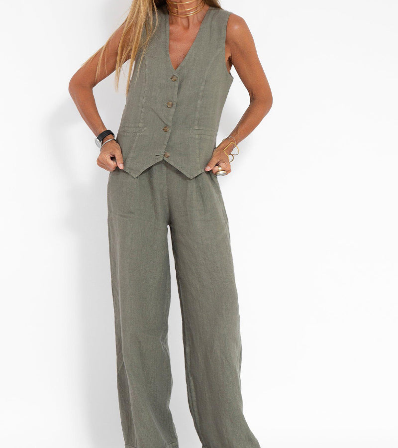 Ana – Set Cu Vesta Si Pantaloni Largi
