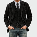 Arthur | Set Elegant Sacou + Vestă din Catifea în Dungi
