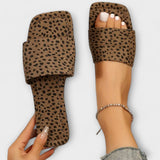 Yasmina - Mocasinii plat cu imprimeu leopard