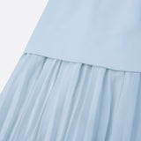 Lucia – Rochie Lungă Plisată cu Decolteu Barcă