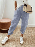 Celia | Pantaloni din Bumbac Rayat Clasic